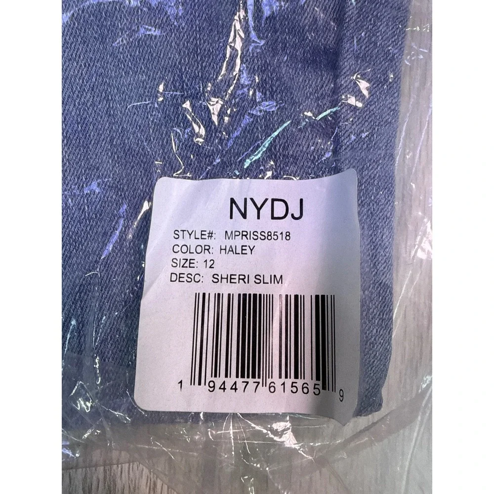 NYDJ Sheri Slim Jeans Haley Blue Straight Leg Stretch Denim Size 12 New With Tag